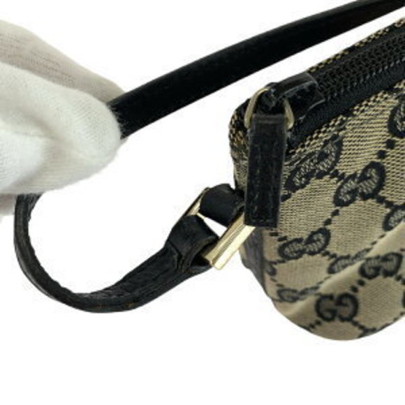 GUCCI Beige Black GG Canvas Handbag Accessory Pouch - Picture 6 of 9